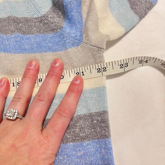 Peter Millar men’s medium blue quarter zip pull over merino wool linen blend - Picture 7 of 7